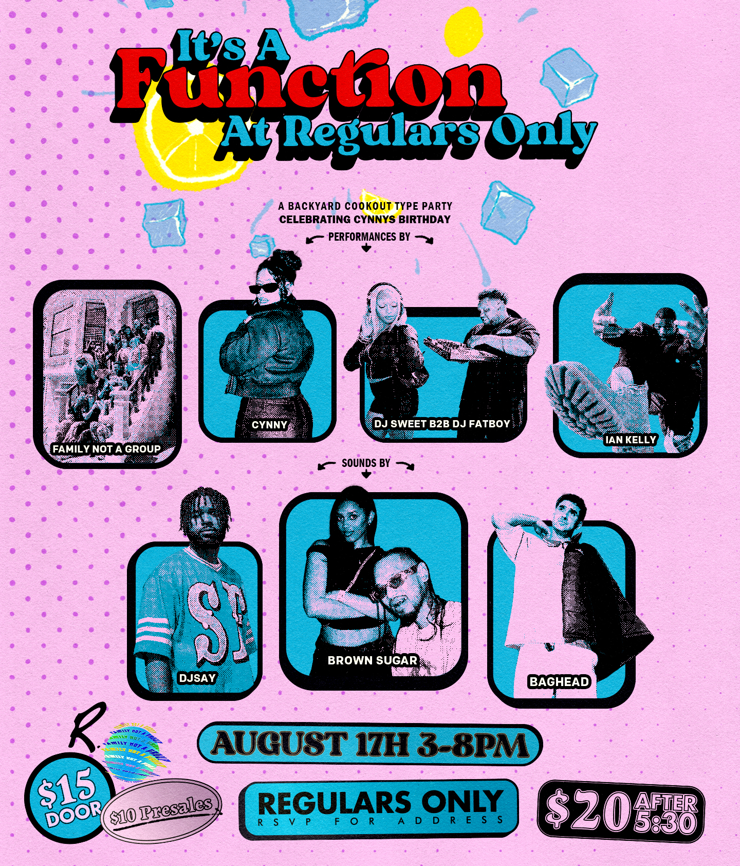 Flyer for FNG member Cynny's birthday event that was never used.