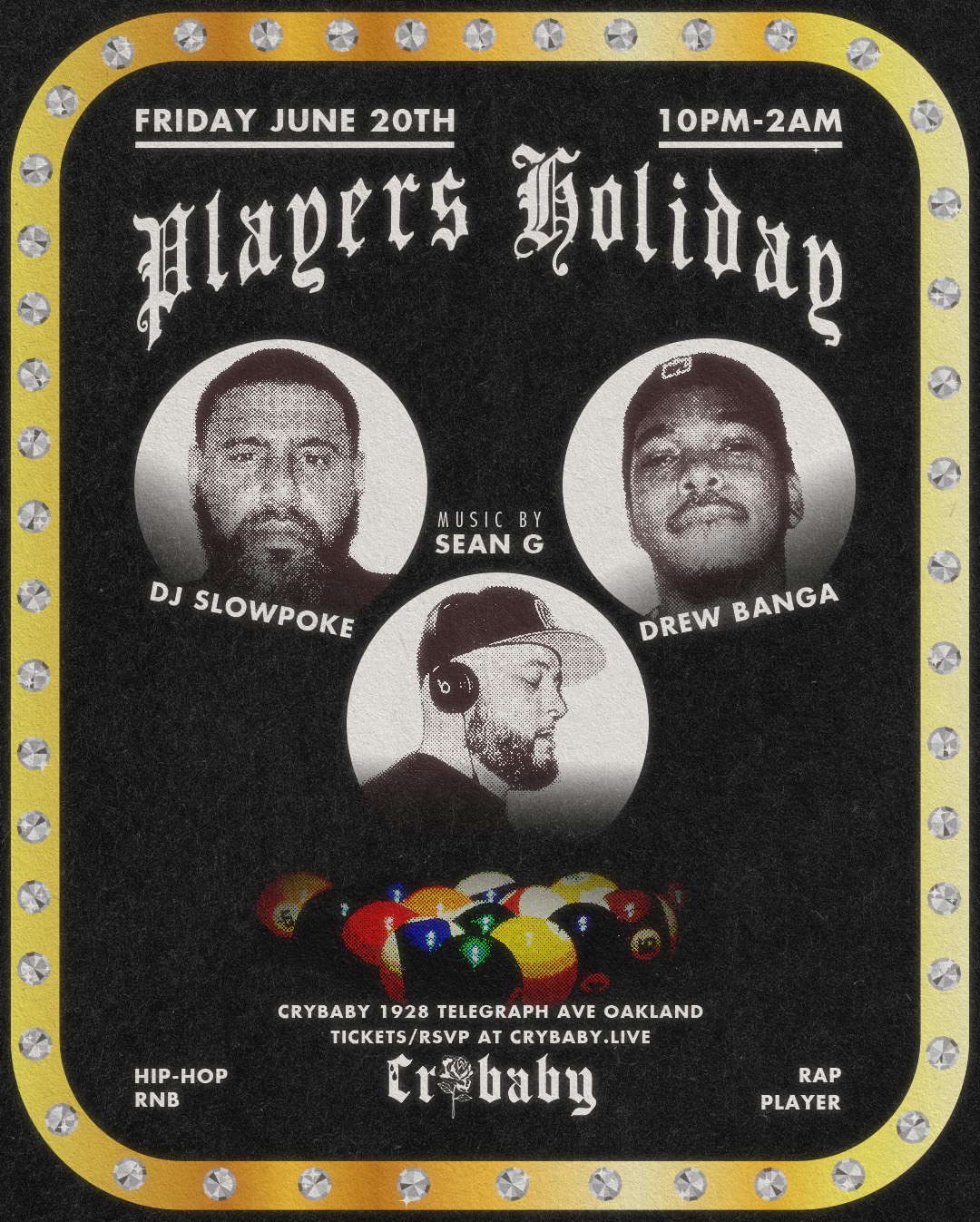 Flyer for FNG's Player's Holiday event.